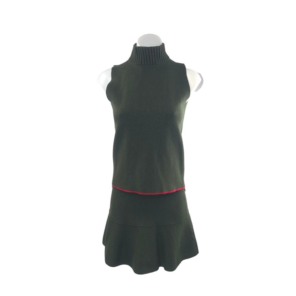 Zara Green Sleeveless Knit Tank Top & Mini Skirt Yoga Athletic Activewear Set S